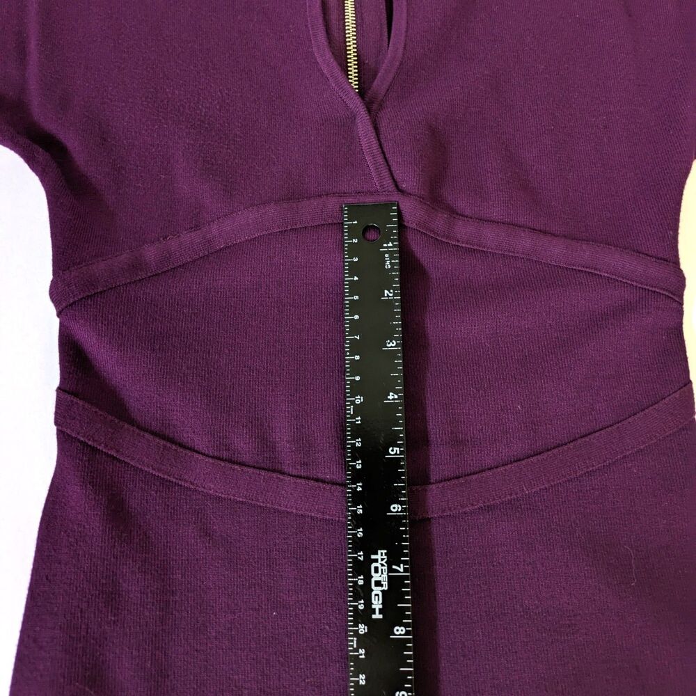 BEBE Purple Plum Knit Dress Size S Keyhole Cutout Bodycon Short Sleeves - Picture 15 of 16